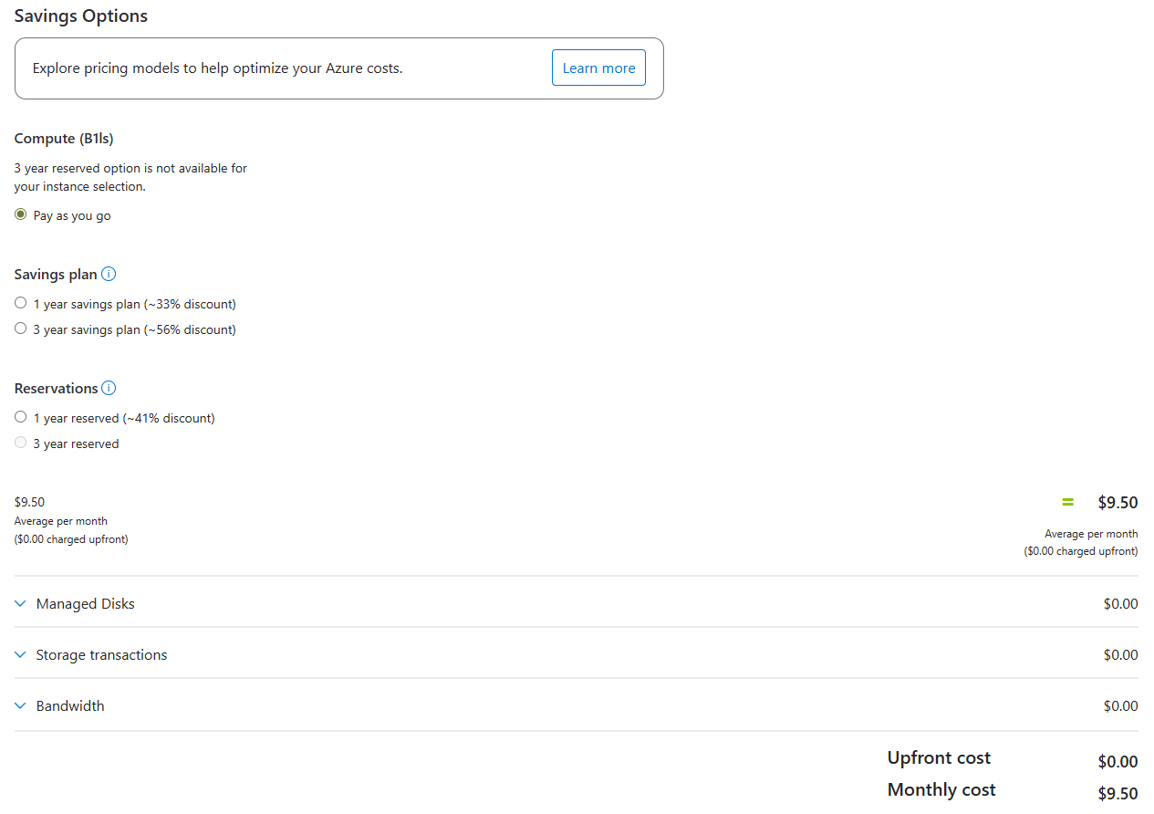 Azure Cloud 512MB VPS Cost - Part 2