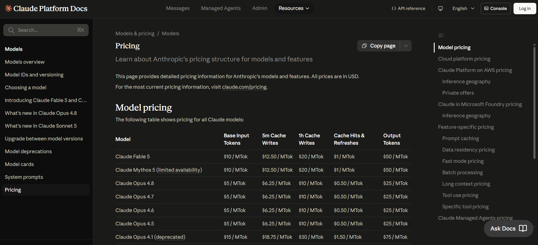 Claude Models API Pricing